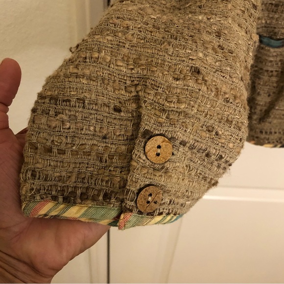 The Territory Ahead Women’s Tweed Raw Silk Cotton Blazer button textured medium - Picture 3 of 12